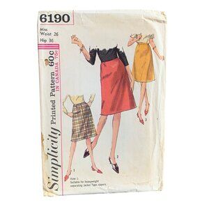 Simplicity Printed Pattern 6190 Misses Skirt Waist 26 Hip 36 Vintage Sewing Patt